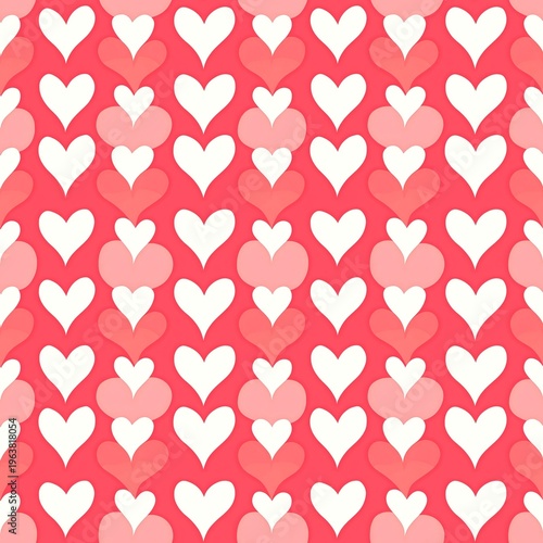 Seamless pink and red hearts pattern for romantic Valentine love design wallpaper