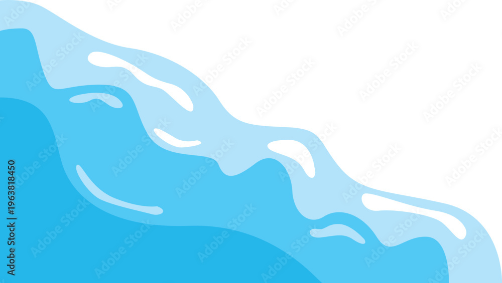 Obraz premium Abstract Blue Water Waves Illustration. Water Corner Decoration for Water Day, Songkran Festival, Summer Vibes. Vector isolated