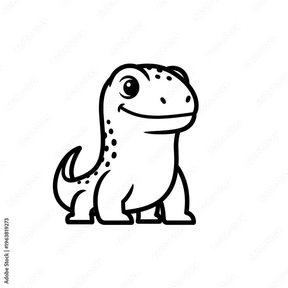 Obraz premium Smiling cartoon dinosaur illustration.