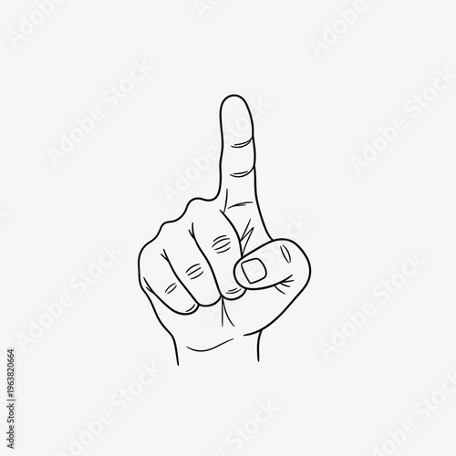 Hand gesture pointing finger up.