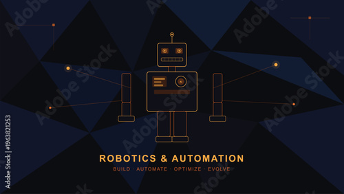 An illustration of a stylized robot character representing modern robotics and automation systems