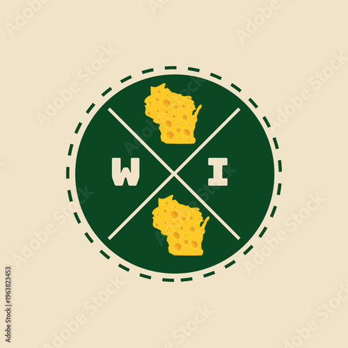 Wisconsin Classic Badge with Cheese Pattern Perfect for Print, Apparel, etc