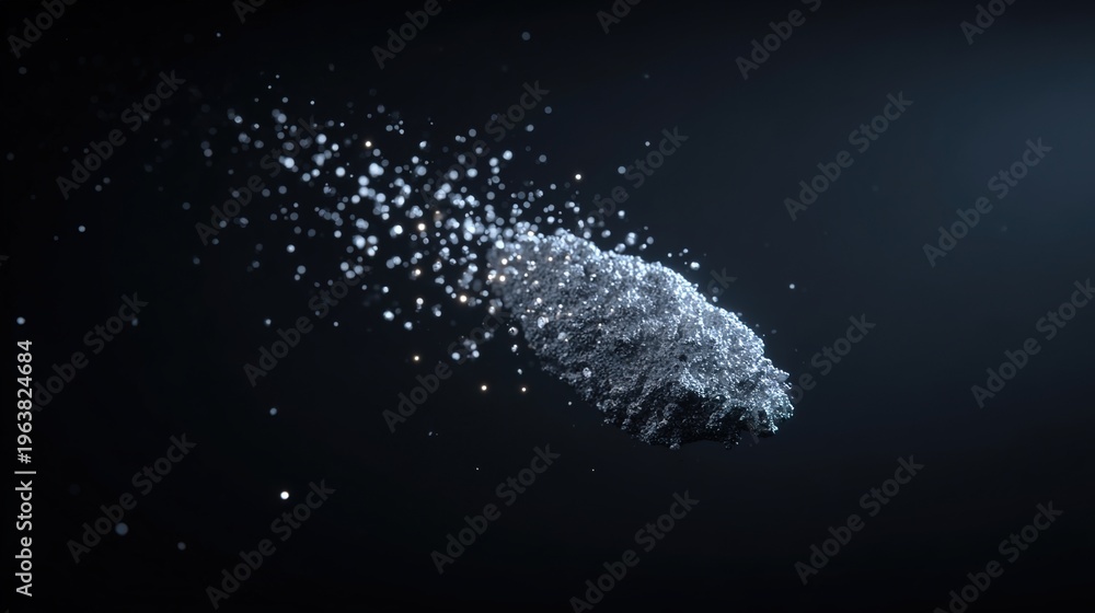 Obraz premium Meteor Shower in Space: Witness the awe-inspiring spectacle of a meteor hurtling through the vast expanse of space, leaving a trail of shimmering cosmic debris in its wake.