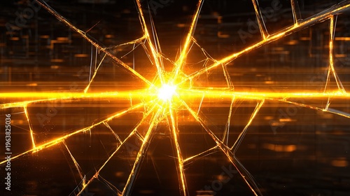 Exploding Energy and Data: An artistic representation of energy bursting forth, radiating like a digital network, signifying technological advancement and interconnectivity.