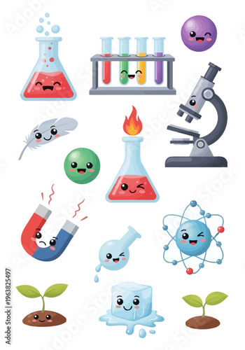 Cartoon Science Lab Equipment.