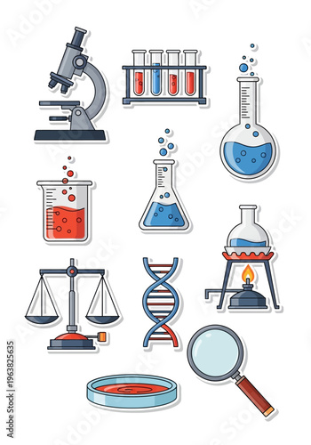 Science Laboratory Equipment Icons.