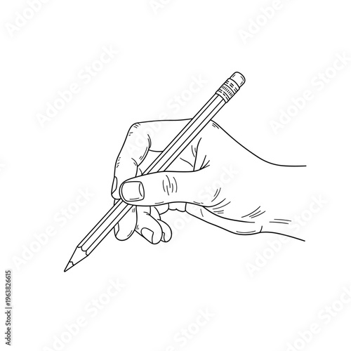 Hand holding a writing pencil.