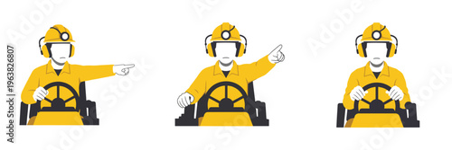 Miner operating machinery with hand signals