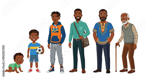 Generational portrait of an african american family from baby to senior