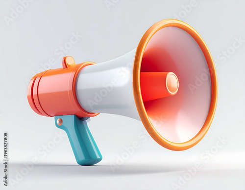 Vibrant 3D Megaphone Icon A Modern, Minimalist Communication Symbol with Smooth Rounded Design for Digital Announcements and Alerts