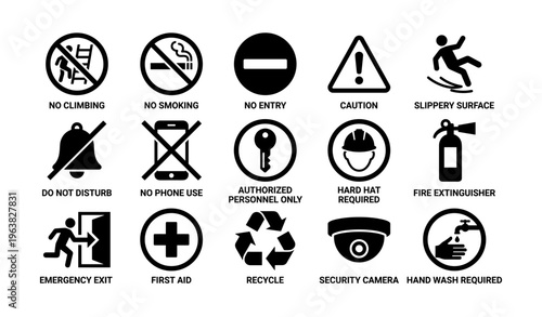 Safety and warning signs collection for cautionary messaging