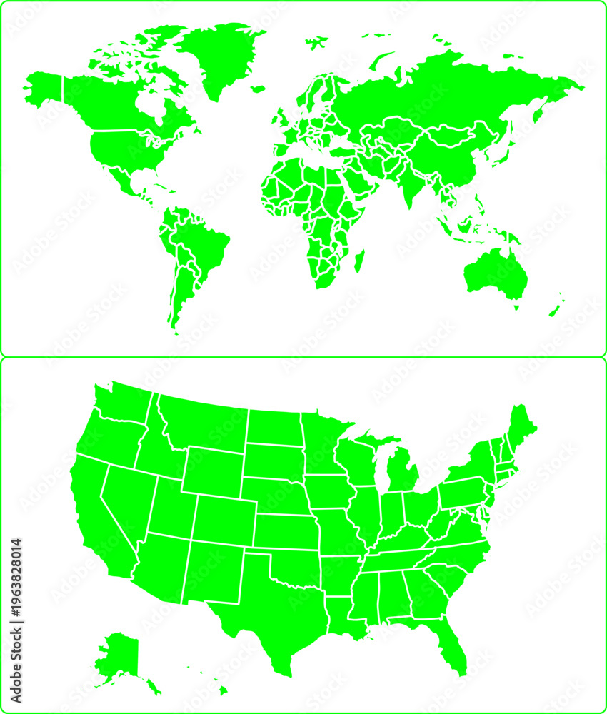 Obraz premium World Map Background with United States Map Overlay