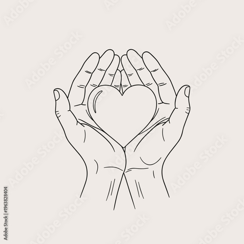 Hands holding a heart shape.