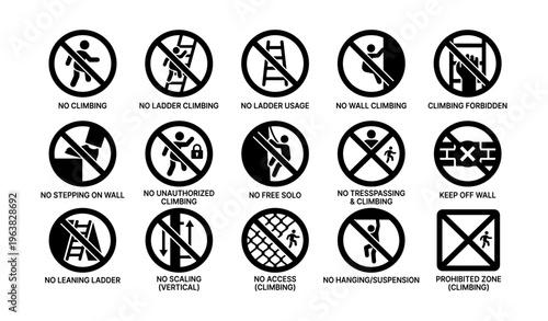 Warning signs for climbing prohibitions: safety symbols and guidelines