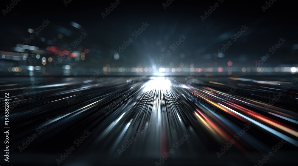 Fototapeta premium Abstract light trails dynamic motion blur effect on black background
