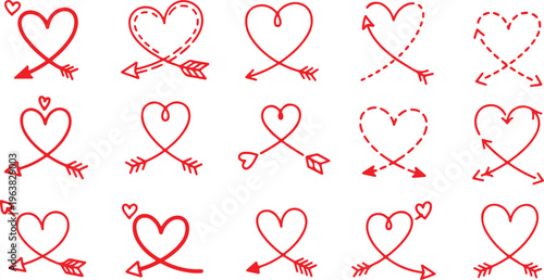 Hand Drawn Hearts Collection. Love Symbol Set Handdrawn scratchy heart illustration 