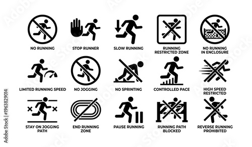 Running restrictions and guidelines symbols set