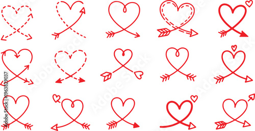 Hand Drawn Hearts Collection. Love Symbol Set Handdrawn scratchy heart illustration 