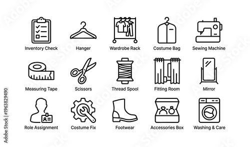 Theater wardrobe elements: tools and items for costume management