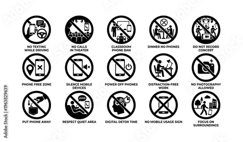No phone signs: distraction-free zones and etiquette