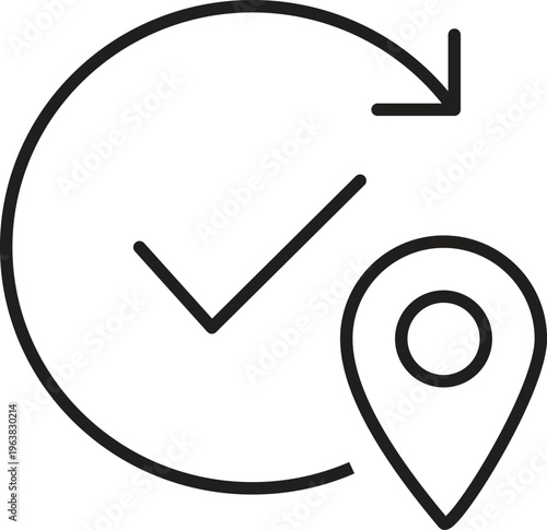 Art & Illustration, Delivery tracking service with clock and map location pin icon