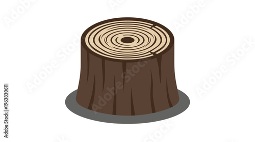 Minimal flat vector icon of tree stump with visible rings after illegal cutting  
