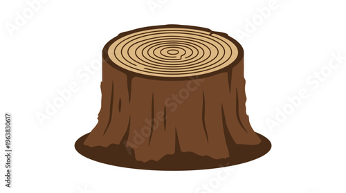 Minimal flat vector icon of tree stump with visible rings after illegal cutting  