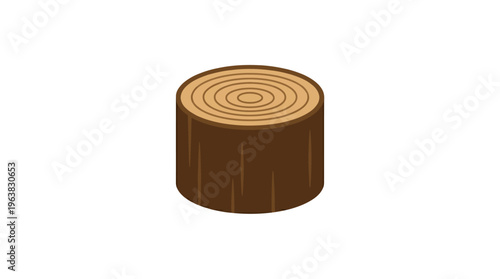 Minimal flat vector icon of tree stump with visible rings after illegal cutting  