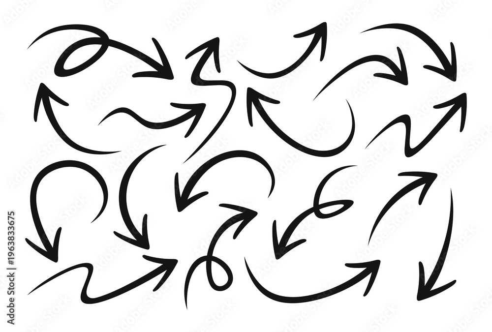 Obraz premium Set of Hand drawn vector arrows doodle