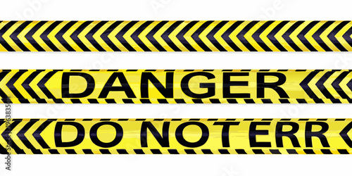 Caution and warning tape with danger and do not enter messages