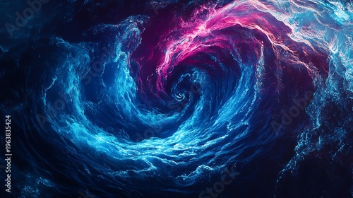 Abstract swirling cosmos design with blue purple and pink colors