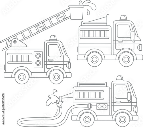 Fire trucks in different views
