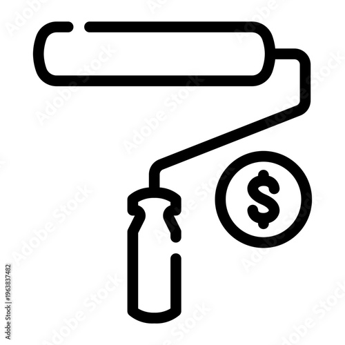 paint roller line icon