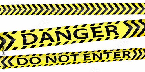 Yellow and black danger tape with warning messages displayed prominently