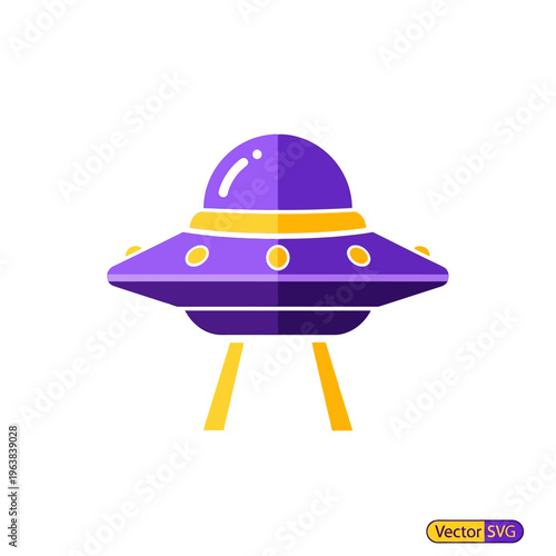 ufo spaceship alien flying saucer space travel illustration with landing gear on a white background perfect for sci-fi themes