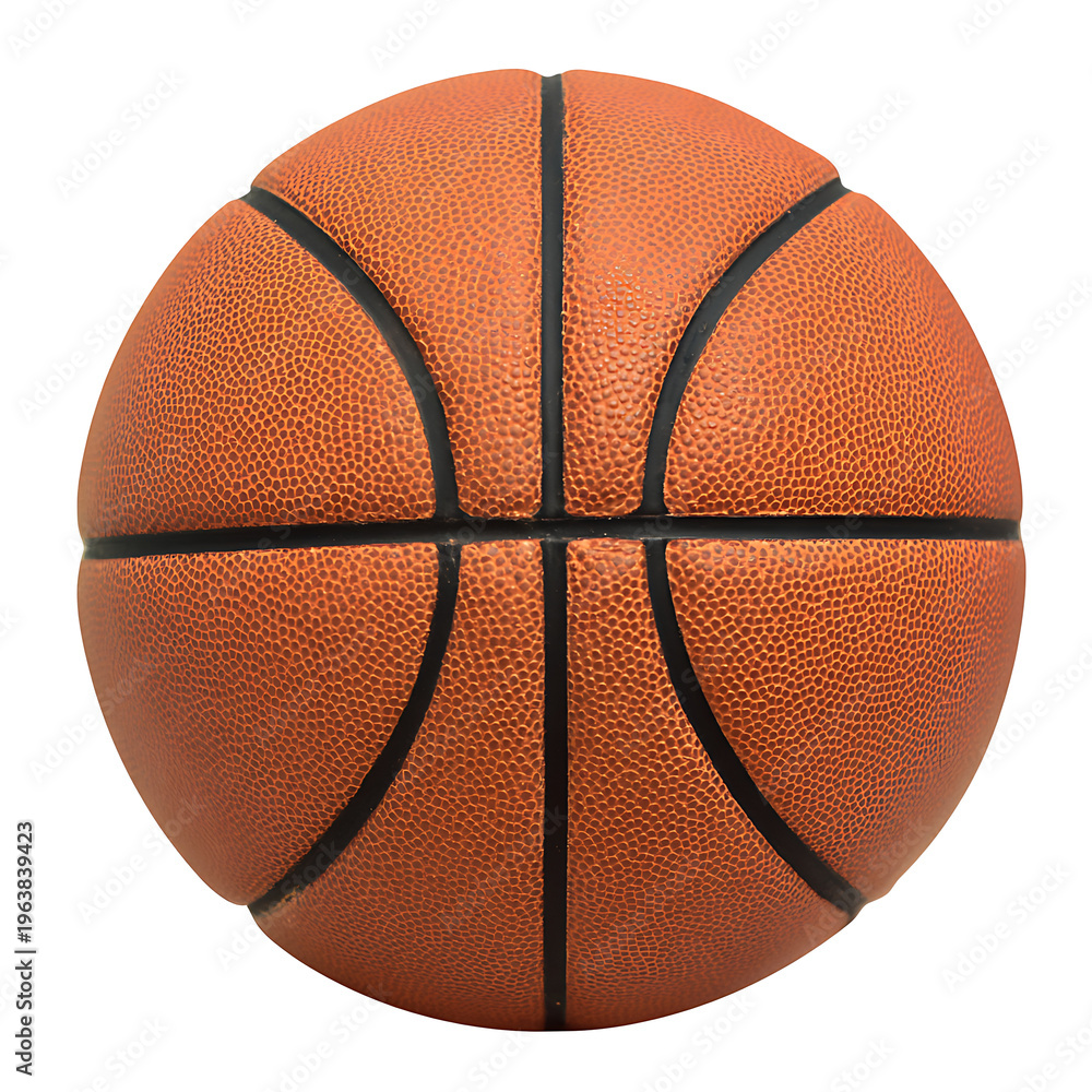 Fototapeta premium A close-up view of a basketball with black lines on a white background
