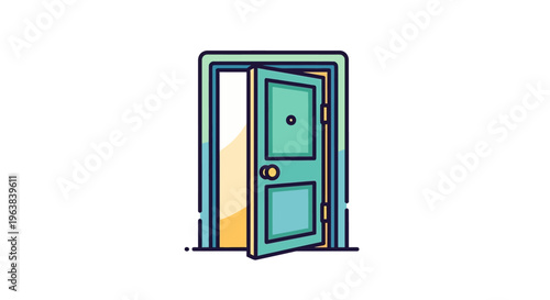 Open Door Icon with a Light Coming Through