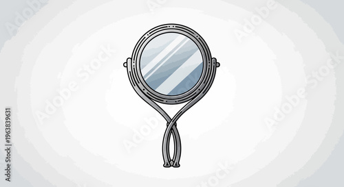 Elegant Handheld Mirror on a White Background