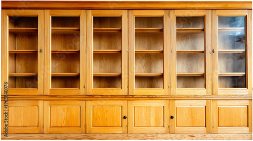 A large wooden bookcase with six shelves