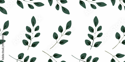 Dark teal leaves and stems create a repeating botanical pattern