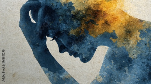 Abstract illustration of a person with colors symbolizing emotional distress