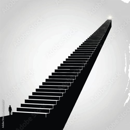 Long Stairway Leading Upwards with Person.
