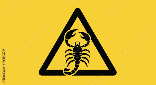 Black scorpion warning sign symbol icon.