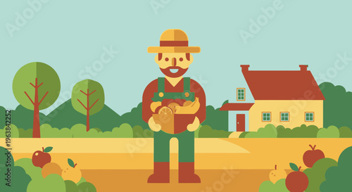 Man wearing green overalls and hat.