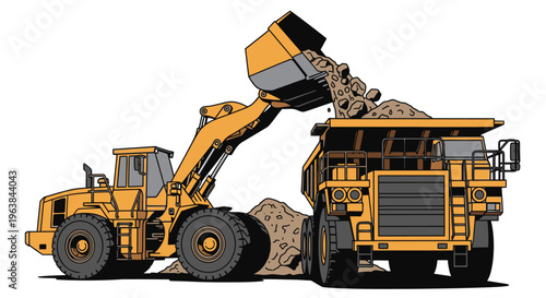Heavy duty mining truck and loader.