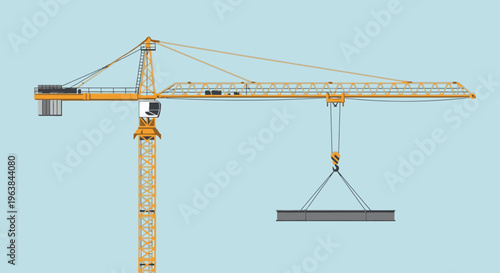 Large construction crane with metal beam.
