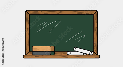 Chalkboard with chalk and eraser.