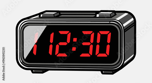 Digital alarm clock with red display.