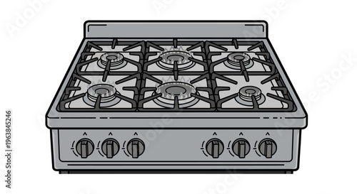 Gas Stove Cooktop with Four Burners.