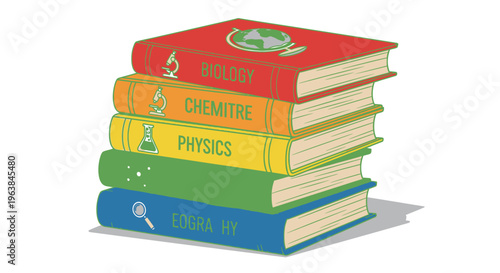 Stack of multicolored textbook books.
